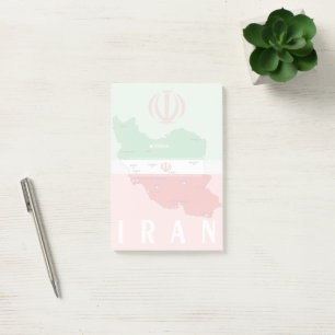 Iran Karte mit Flagge und Emblem Post-it Klebezettel