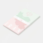 Iran Karte mit Flagge und Emblem Post-it Klebezettel (angewinkelt)