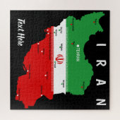 Iran Karte mit Flagge und Emblem Puzzle (Horizontal)