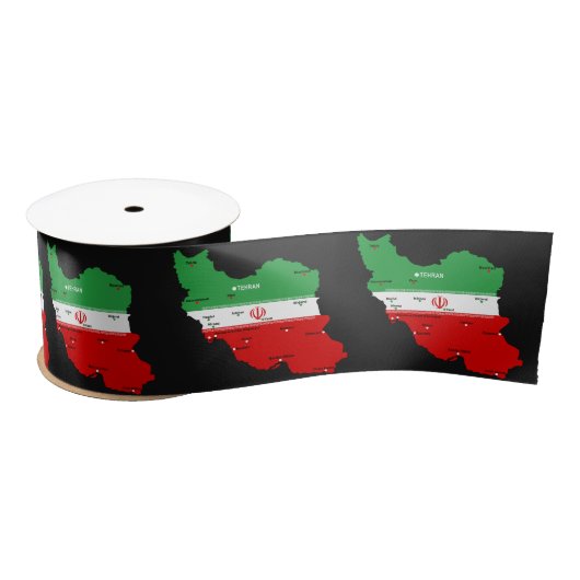 Iran Karte mit Flagge und Emblem Satinband (Spule)