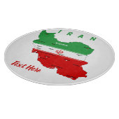 Iran Karte mit Flagge und Emblem Schneidebrett (Ecke)