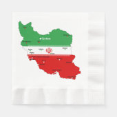 Iran Karte mit Flagge und Emblem Serviette (Vorderseite)