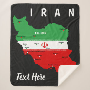 Iran Karte mit Flagge und Emblem Sherpadecke