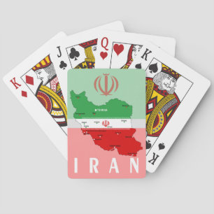 Iran Karte mit Flagge und Emblem Spielkarten