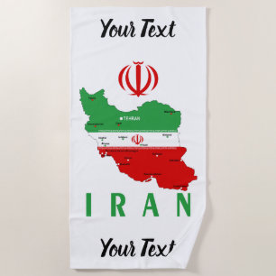 Iran Karte mit Flagge und Emblem Strandtuch