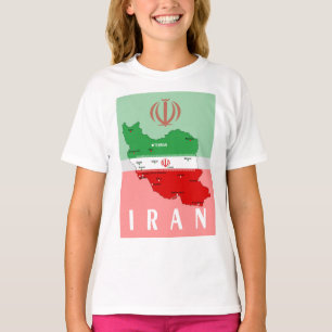 Iran Karte mit Flagge und Emblem T-Shirt