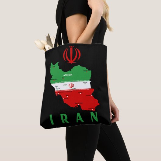 Iran Karte mit Flagge und Emblem Tasche (Von Nahem)