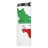 Iran Karte mit Flagge und Emblem Thermosbecher (Nach links gedreht)