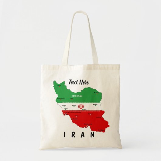 Iran Karte mit Flagge und Emblem Tragetasche (Vorne)