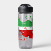 Iran Karte mit Flagge und Emblem Trinkflasche (Vorderseite)