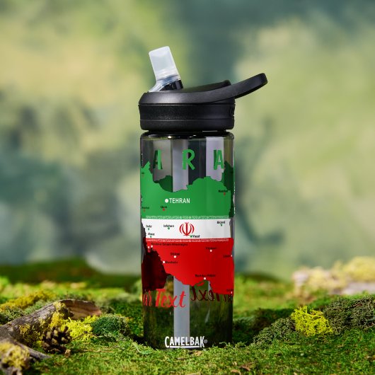 Iran Karte mit Flagge und Emblem Trinkflasche (Außenbereich (gedreht))