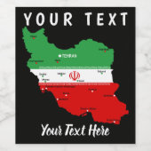 Iran Karte mit Flagge und Emblem Weinetikett (Einzelnes Label)