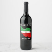 Iran Karte mit Flagge und Emblem Weinetikett (Vorderseite)