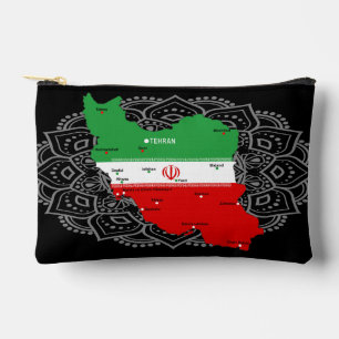 Iran Karte mit Flagge und Emblem Zubehörtasche