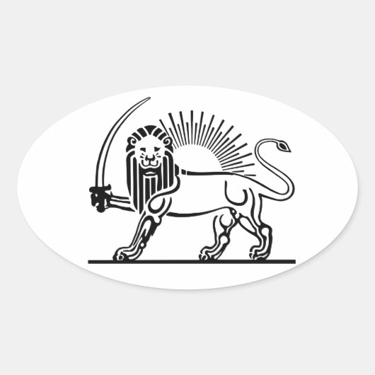 Iran Lion & Sun (Shir-O-Khorshid) Ovaler Aufkleber (Vorderseite)