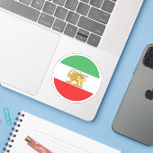 Iran Löwenflagge Rund Aufkleber (Laptop mit iPhone)