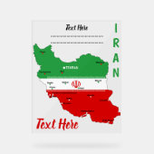 Iran Map with Flag and Emblem Acrylschild (Vorderseite)