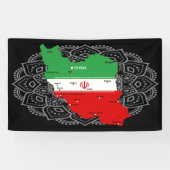 Iran Map with Flag and Emblem Banner (Horizontal)