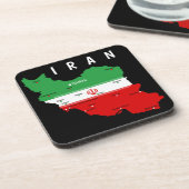 Iran Map with Flag and Emblem Getränkeuntersetzer (Linke Seite)