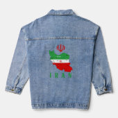 Iran Map with Flag and Emblem Jeansjacke (Rückseite)