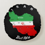 Iran Map with Flag and Emblem Rundes Kissen<br><div class="desc">Iran Political Map with capital Tehran,  national borders,  most important cities,  rivers and lakes. The Iranian Flag Colors are superposed on the Map Silhouette. Vector Illustration by BluedarkArt TheChameleonArt</div>