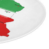 Iran Map with Flag and Emblem Schneidebrett (Ecke)