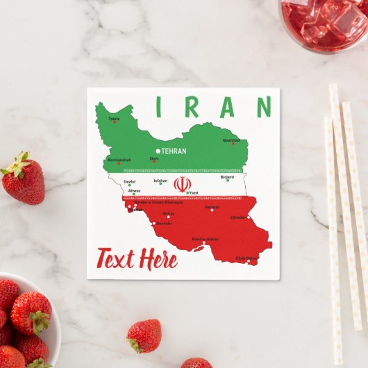 Iran Map with Flag and Emblem Serviette (Beispiel)