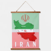 Iran Map with Flag and Emblem Wandteppich Mit Holzrahmen (Vorderseite)