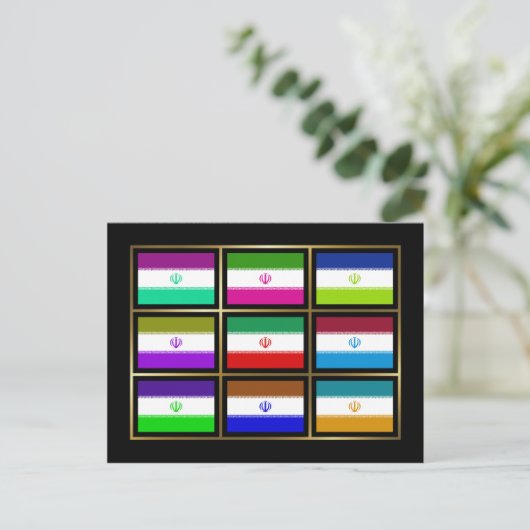 Iran Multihue Flags Postkarte (Stehend Vorderseite)