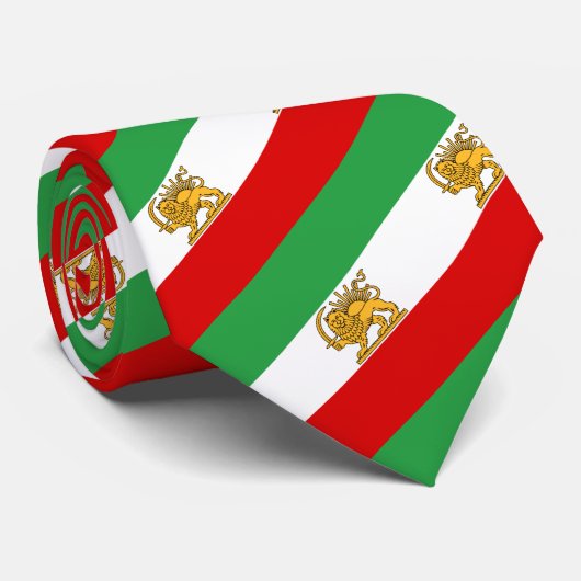 Iran, Persian flag with Lion, Shah of Iran Stripes Krawatte (Gerollt)