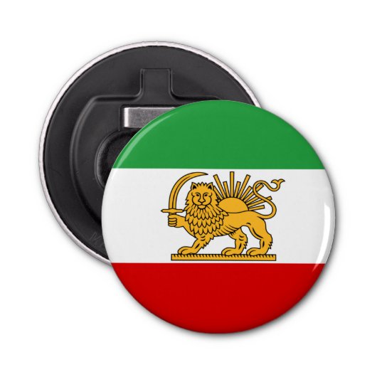 Iran, persische Flagge mit Löwen, Schah des Iran Flaschenöffner (Vorderseite)