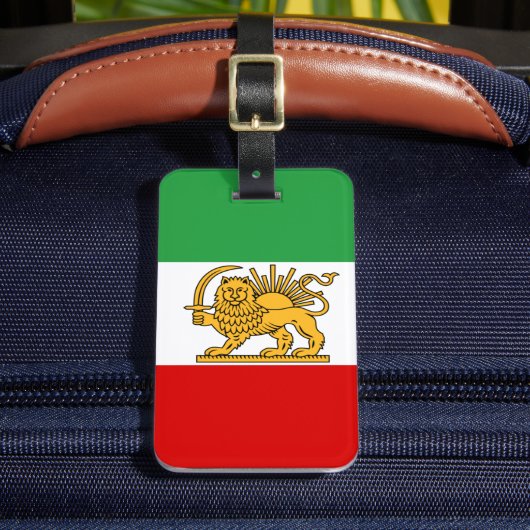 Iran, persische Flagge mit Löwen, Schah des Iran Gepäckanhänger (Vorderseite Insitu 2)