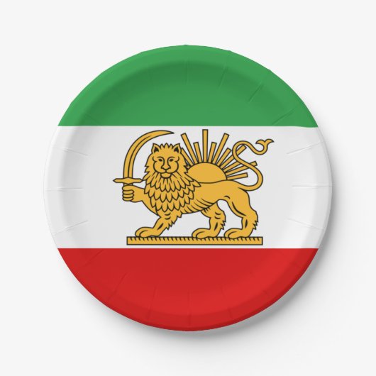 Iran, persische Flagge mit Löwen, Schah des Iran Pappteller (Vorderseite)