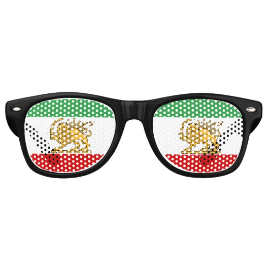 Iran, persische Flagge mit Löwen, Schah des Iran Partybrille (Vorderseite)