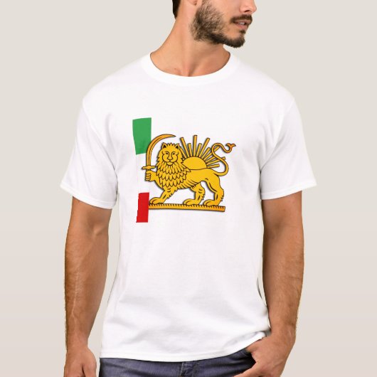 Iran, Persischer Löwe und Flagge, Schah des Iran T-Shirt (Vorderseite)