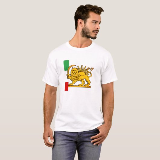 Iran, Persischer Löwe und Flagge, Schah des Iran T-Shirt (Vorne ganz)