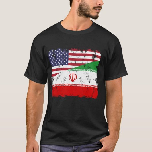 Iran Pride American Flag Roots Heritage T-Shirt (Vorderseite)
