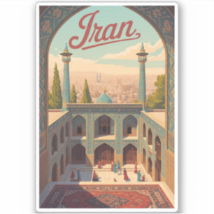 Iran Skyline Illustration Reise Kunst Vintage Aufkleber