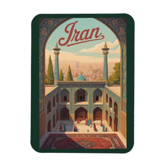 Iran Skyline Illustration Travel Art Vintage Magnet (Vertikal)