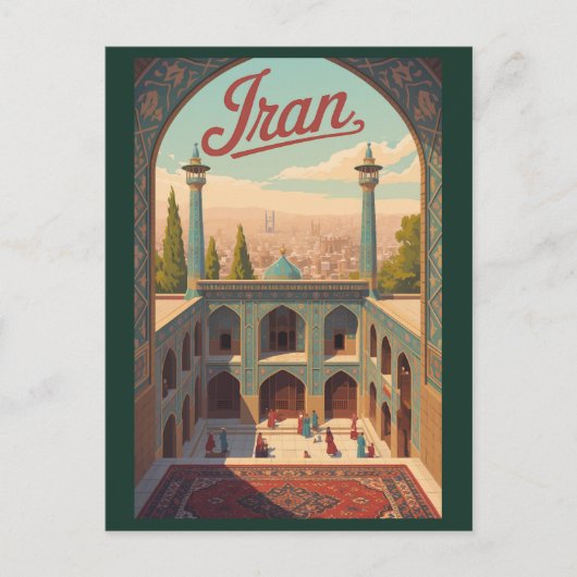 Iran Skyline Illustration Travel Art Vintage Postkarte (Vorderseite)