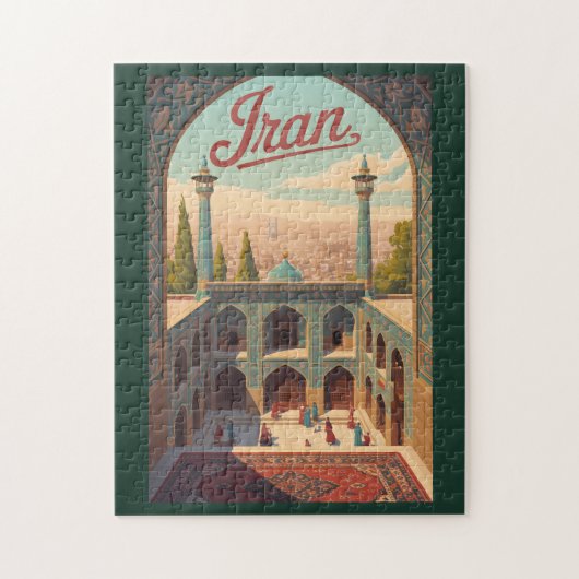 Iran Skyline Illustration Travel Art Vintage Puzzle (Vertikal)