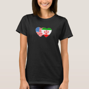 Iran und USA Flag Twin Heart für iranische Amerika T-Shirt