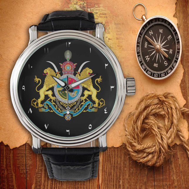 Iran watch, Imperial Coat of Arms 1925-1979 /schwa Armbanduhr (Von Creator hochgeladen)