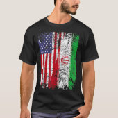 IRANIAN ROOTS Die halbe amerikanische Flagge IRAN T-Shirt (Vorderseite)