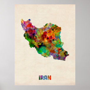 Iranische Aquarellkarte Poster