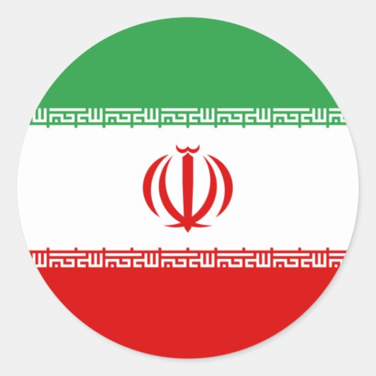 Iranische Flagge, Flagge des Iran Runder Aufkleber (Vorderseite)