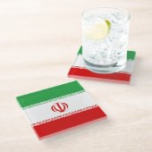 Iranische Flagge Glasuntersetzer (Schrägansicht)