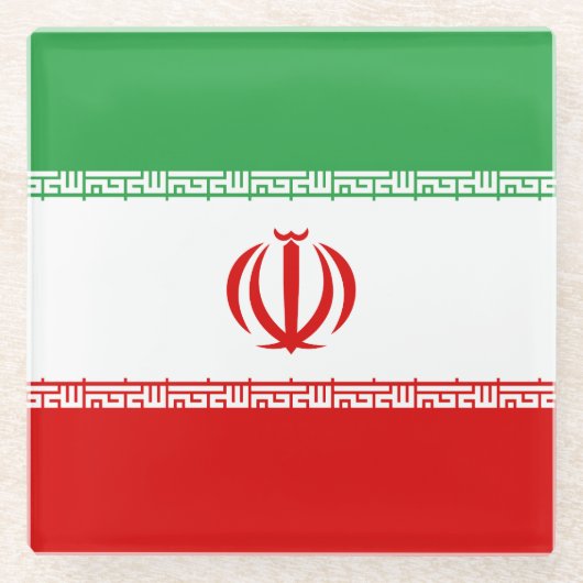 Iranische Flagge Glasuntersetzer (Vorderseite)