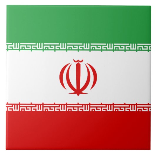 Iranische Flagge (Iran) (Persisch) Fliese (Vorderseite)