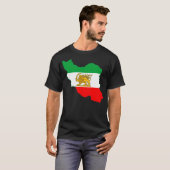 Iranische Flagge Karte mit Löwenlogo T-Shirt (Vorne ganz)